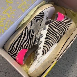 Golden Goose Girls zebra print sneakers